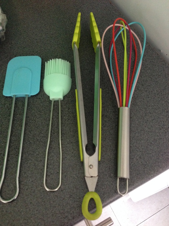 Honestly, the tongs are the only thing I use on a regular basis but I refuse to put the others in storage simply because their happy colours make me smile.